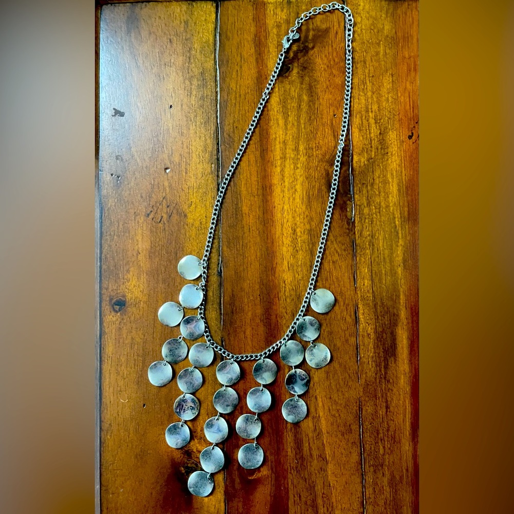 Gorgeous silver tone statement necklace.